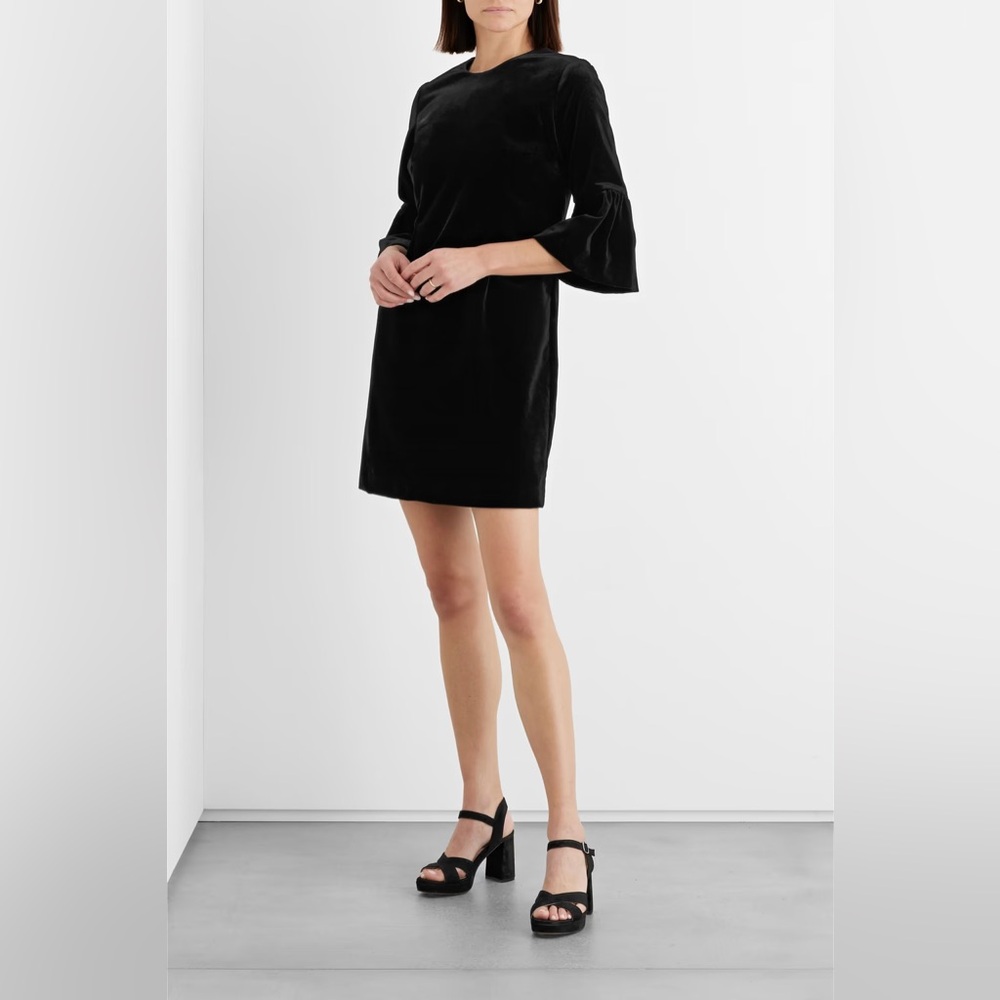 IRIS & INK Delilah cotton-blend velvet mini dress